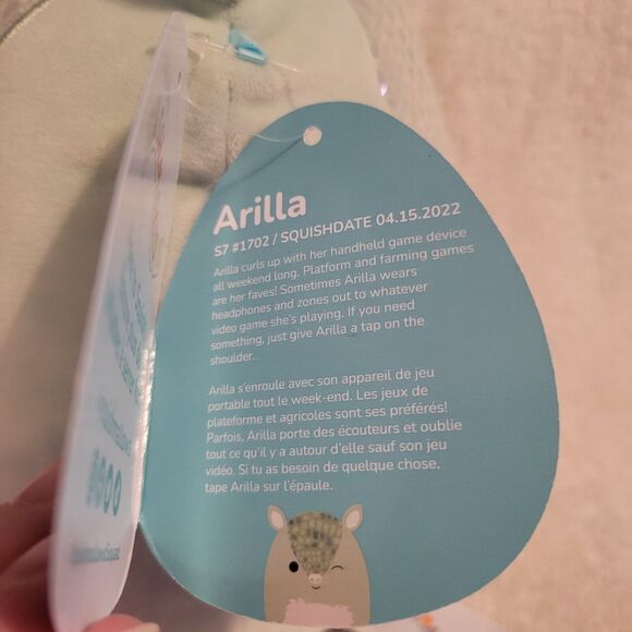 Squishmallows Arilla 7” sage green Armadillo Stuffed Plush NWT 2023 KellyToy - Picture 3 of 7